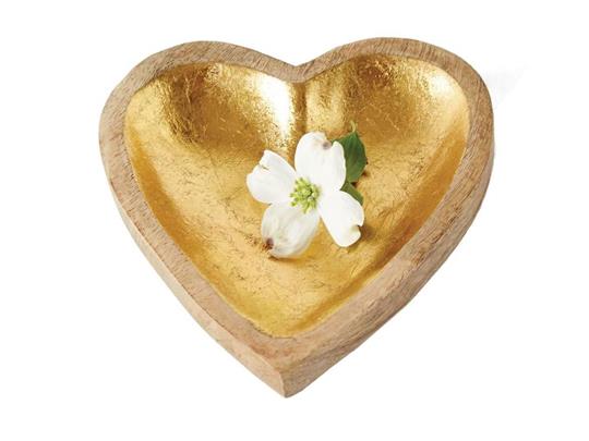 Wood Heart Tray, Gold