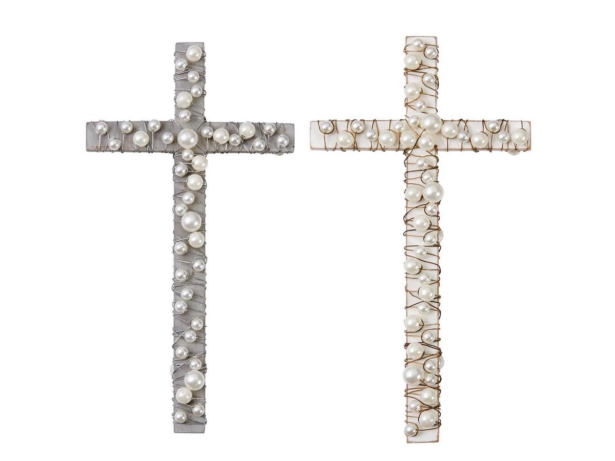 Wood Cross With Pearls